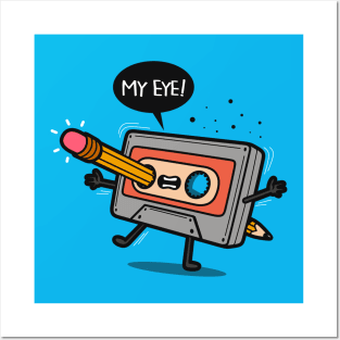 Funny Retro 80's 90's Cassette Tape Be Kind Rewind Funny Kawaii Cartoon Posters and Art